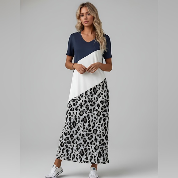 By Design Dresses & Skirts - Colour Black Leopard Print Short Sleeve Dress